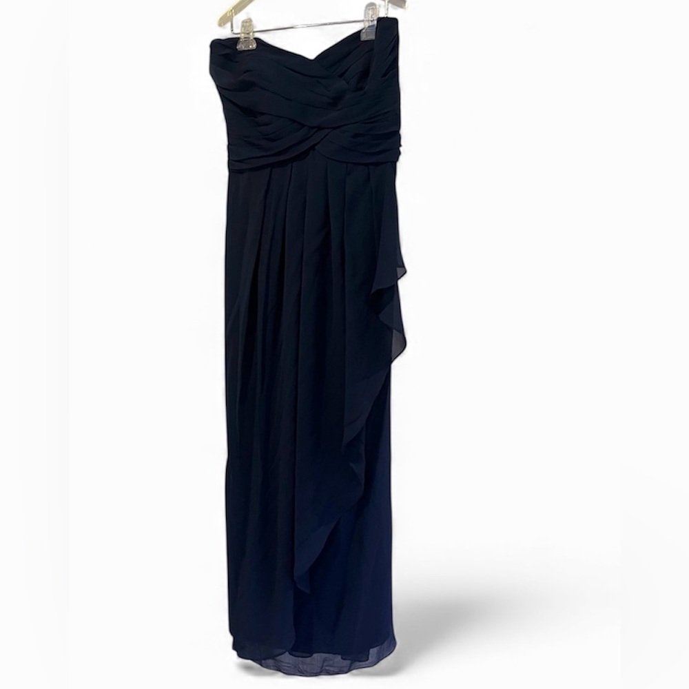 David's Bridal Strapless Navy Blue Dress
